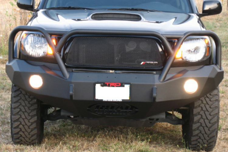 Road Armor Stealth 99011B 2005-2011 Toyota Tacoma Front Winch Ready Bumper Lonestar Guard, Black Finish and Round Fog Light Hole
