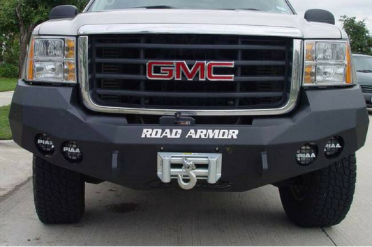 Road Armor Stealth 37700B 2008-2013 Chevy Silverado 1500 Front Winch Ready Bumper No Guard, Black Finish and Round Fog Light Hole