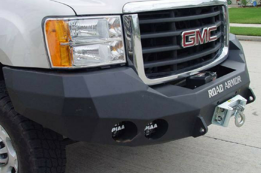 Road Armor Stealth 37700B 2008-2013 Chevy Silverado 1500 Front Winch Ready Bumper No Guard, Black Finish and Round Fog Light Hole