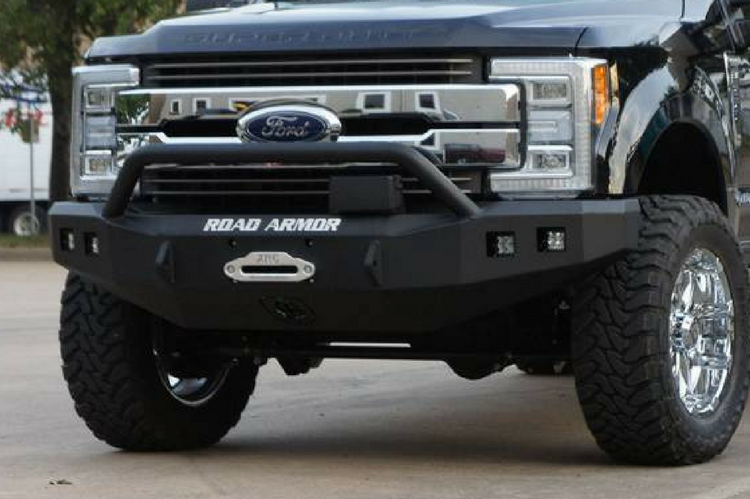 Road Armor 617f4b Ford F250/F350 Superduty 2017-2018 Stealth Front Bumper Pre-Runner Guard Winch Ready with Square Light Holes