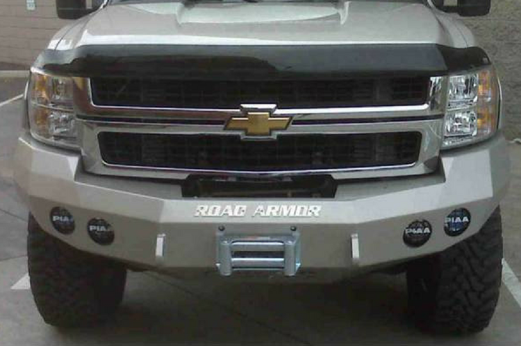 Road Armor Stealth 37700B-NW 2008-2013 Chevy Silverado 1500 Front Non-Winch Bumper No Guard, Black Finish and Round Fog Light Hole