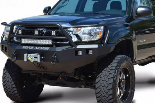 Road Armor Stealth 914R5B 2014-2021 Toyota Tundra Front Winch Ready Bumper Lonestar Guard, Black Finish and Square Fog Light Hole