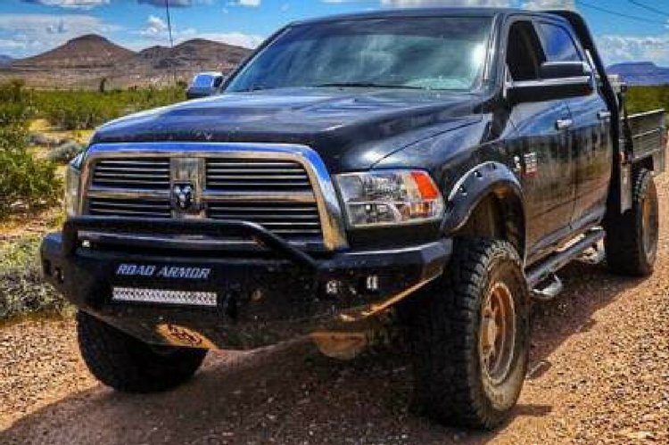 Road Armor 408R4B-NW 2010-2018 Dodge Ram 2500/3500 Stealth Front Non-Winch Bumper Pre-Runner Style, Black Finish and Square Fog Light Hole