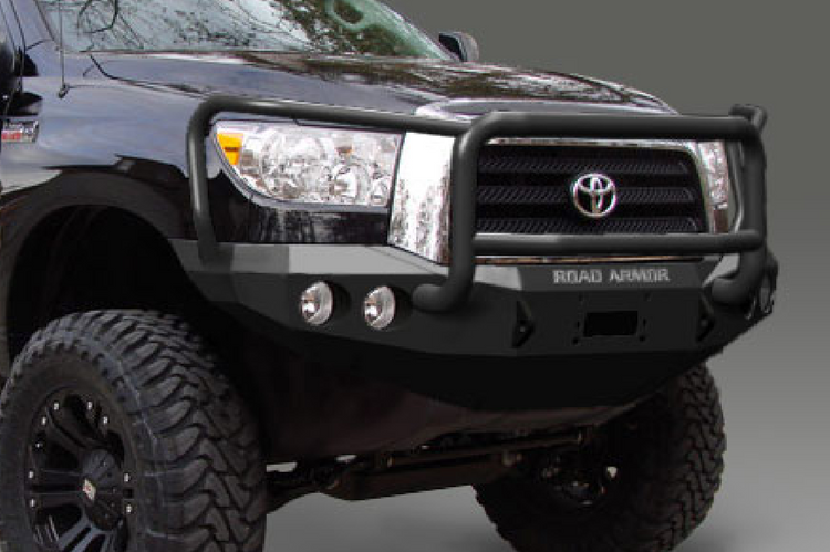 Road Armor Stealth 99031B 2007-2013 Toyota Tundra Front Winch Ready Bumper Lonestar Guard, Black Finish and Round Fog Light Hole