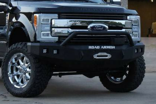 Road Armor 617f4b Ford F250/F350 Superduty 2017-2018 Stealth Front Bumper Pre-Runner Guard Winch Ready with Square Light Holes