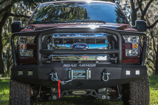 Road Armor 617f5b Ford F250/F350 Superduty 2017-2018 Stealth Front Bumper Lonestar Guard Winch Ready with Square Light Holes