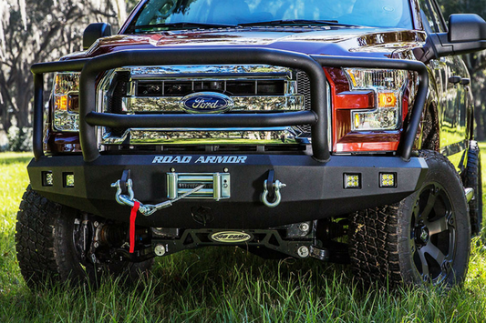 Road Armor 617f5b Ford F250/F350 Superduty 2017-2018 Stealth Front Bumper Lonestar Guard Winch Ready with Square Light Holes