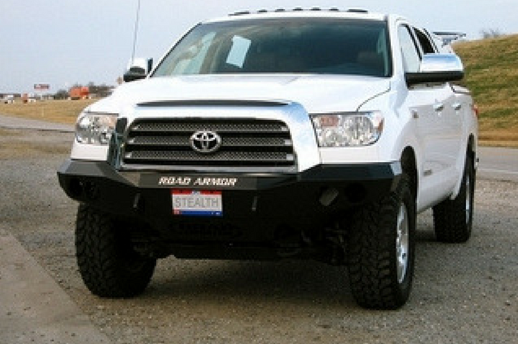 Road Armor Stealth 99030B 2007-2013 Toyota Tundra Front Winch Ready Bumper No Guard, Black Finish and Round Fog Light Hole