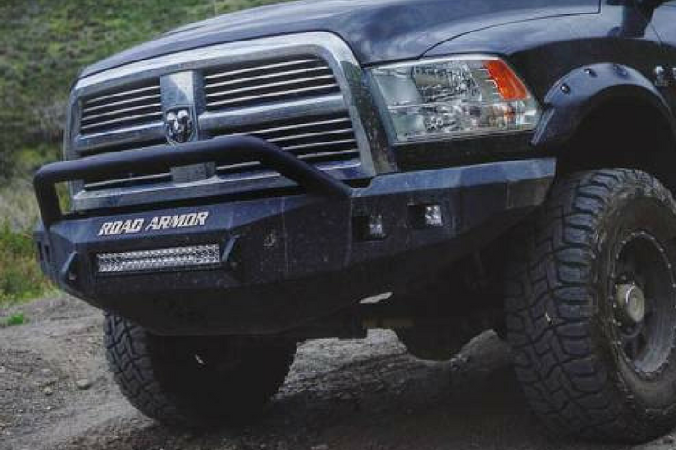 Road Armor 408R4B-NW 2010-2018 Dodge Ram 2500/3500 Stealth Front Non-Winch Bumper Pre-Runner Style, Black Finish and Square Fog Light Hole