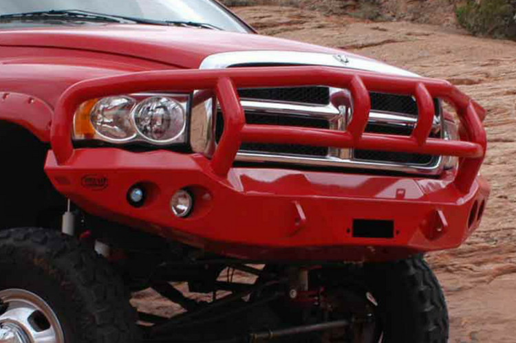 Road Armor Stealth 44042B 2003-2005 Dodge Ram 2500/3500 Stealth Front Winch Ready Bumper Titan II Grille Guard, Black Finish and Round Fog Light Hole