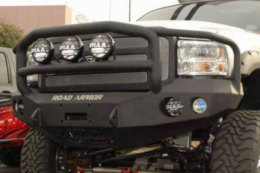 Road Armor Stealth 60505B-NW 2005-2007 Ford F250/F350/F450 Superduty Front Non-Winch Bumper Lonestar Guard, Black Finish and Round Fog Light Hole