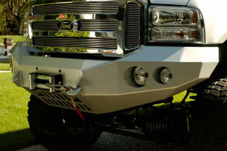 Road Armor Stealth 60500B 2005-2007 Ford F250/F350/F450 Superduty Front Winch Ready Bumper No Guard, Black Finish and Round Fog Light Hole