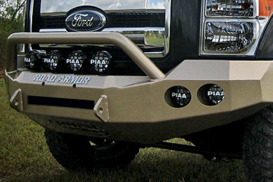 Road Armor Stealth 61104B-NW 2011-2016 Ford F250/F350/F450 Superduty Front Non-Winch Bumper Pre-Runner Style, Black Finish and Round Fog Light Hole