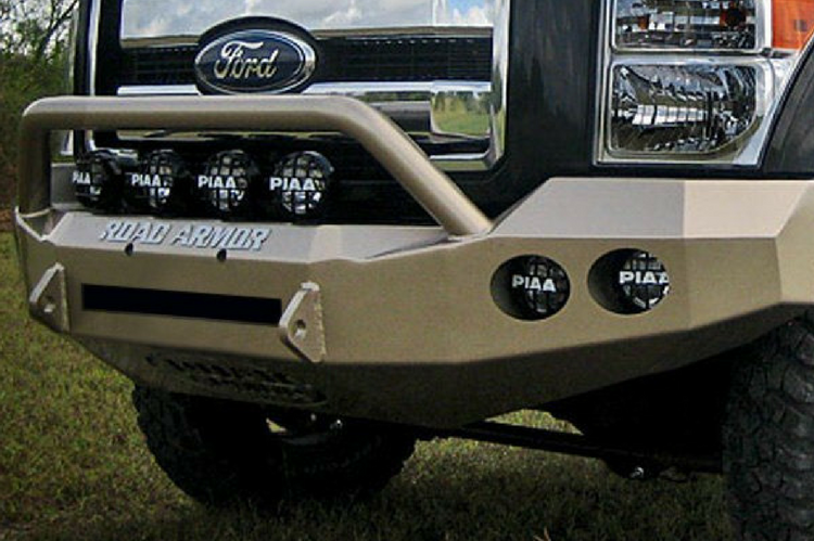 Road Armor Stealth 61104B-NW 2011-2016 Ford F250/F350/F450 Superduty Front Non-Winch Bumper Pre-Runner Style, Black Finish and Round Fog Light Hole