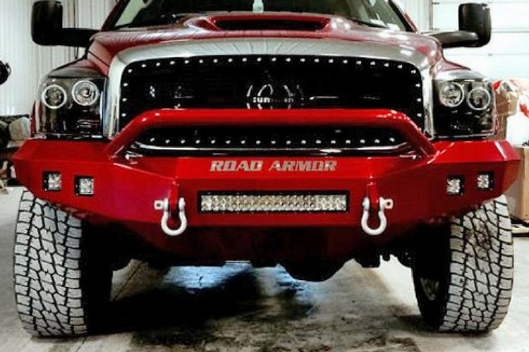 Road Armor Stealth 406R4B-NW 2006-2009 Dodge Ram 2500/3500 Front Non-Winch Bumper Pre-Runner Style, Black Finish and Square Fog Light Hole