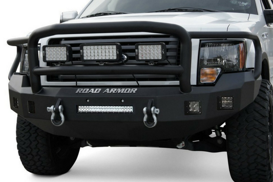 Road Armor Stealth 605R5B-NW 2005-2007 Ford F250/F350/F450 Superduty Front Non-Winch Bumper Lonestar Guard, Black Finish and Square Fog Light Hole