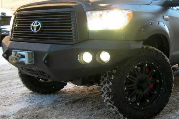 Road Armor Stealth 99030B 2007-2013 Toyota Tundra Front Winch Ready Bumper No Guard, Black Finish and Round Fog Light Hole