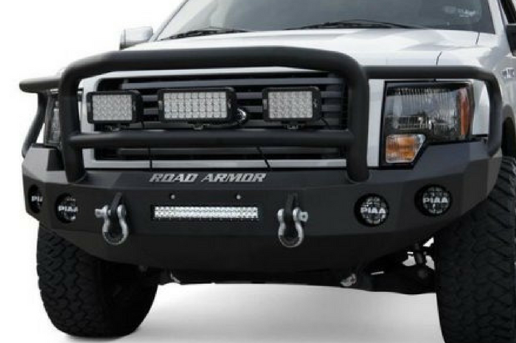 Road Armor Stealth 61105B-NW 2011-2016 Ford F250/F350/F450 Superduty Front Non-Winch Bumper Lonestar Guard, Black Finish and Round Fog Light Hole