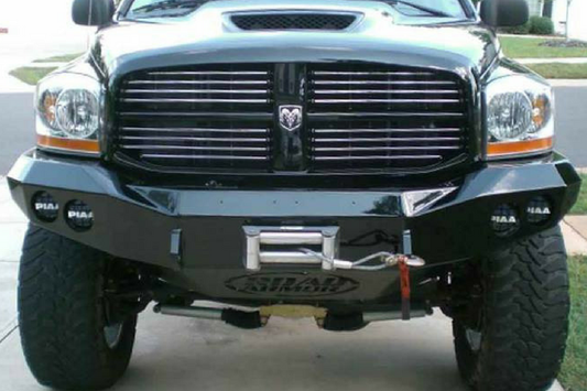 Road Armor Stealth 44060B-NW 2006-2009 Dodge Ram 2500/3500 Front Non-Winch Bumper No Guard, Black Finish and Round Fog Light Hole