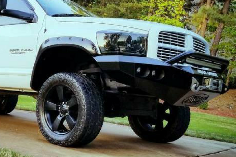 Road Armor Stealth 44074B 2006-2008 Dodge Ram 1500 Front Winch Ready Bumper Pre-Runner Style, Black Finish and Round Fog Light Hole