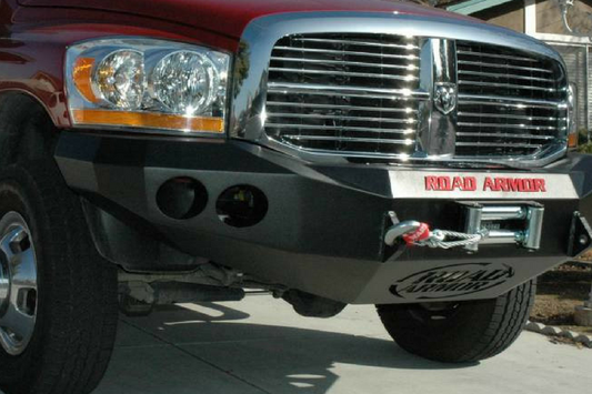 Road Armor Stealth 44060B-NW 2006-2009 Dodge Ram 2500/3500 Front Non-Winch Bumper No Guard, Black Finish and Round Fog Light Hole