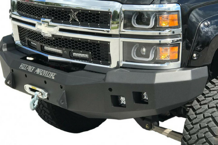 Road Armor Stealth 370R0B 2003-2007 Chevy Silverado 2500/3500 Front Winch Ready Bumper No Guard, Black Finish and Square Fog Light Hole