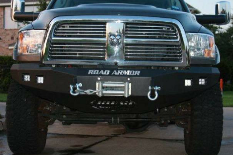 Road Armor 408R0B 2010-2018 Dodge Ram 2500/3500 Stealth Front Winch Ready Bumper No Guard, Black Finish and Square Fog Light Hole