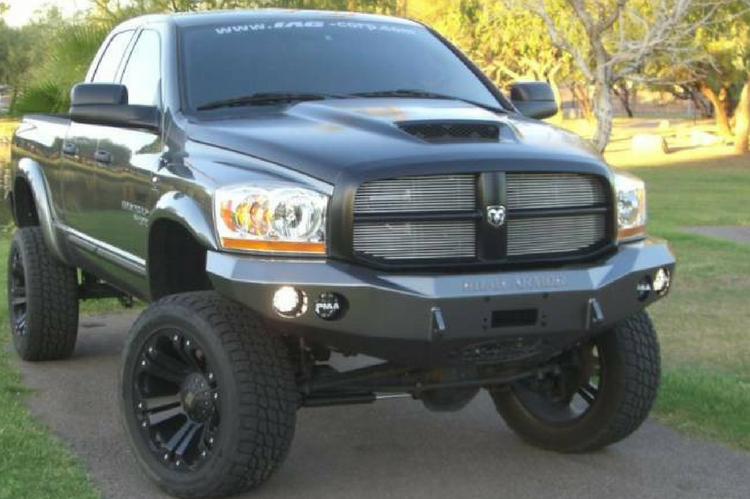 Road Armor Stealth 44060B 2006-2009 Dodge Ram 2500/3500 Front Winch Ready Bumper No Guard, Black Finish and Round Fog Light Hole