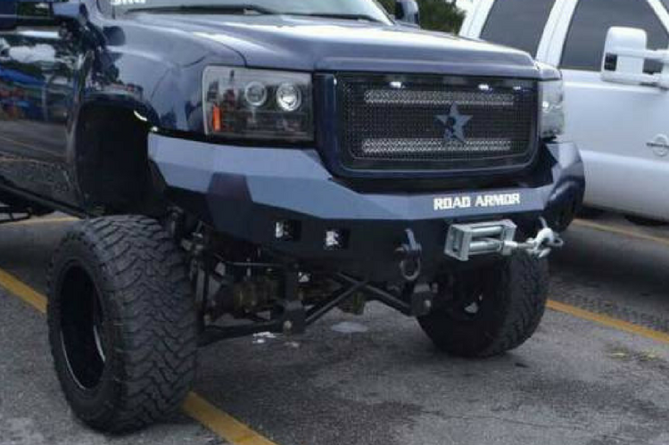 Road Armor Stealth 382R0B 2011-2014 Chevy Silverado 2500/3500 Front Winch Ready Bumper No Guard, Black Finish and Square Fog Light Hole