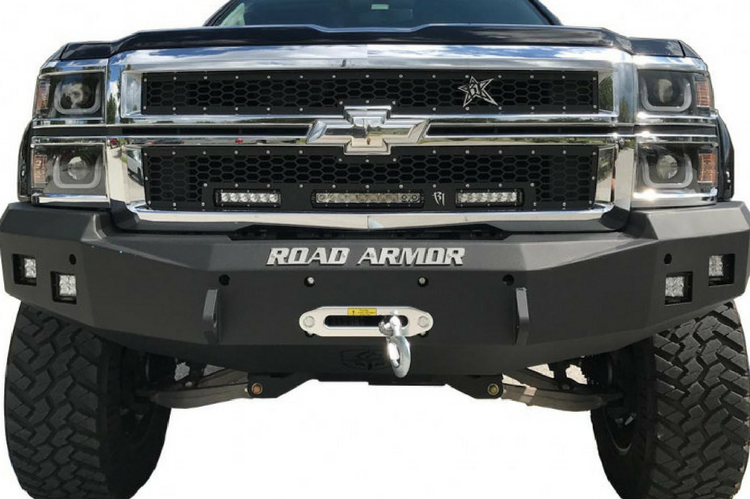 Road Armor Stealth 370R0B 2003-2007 Chevy Silverado 2500/3500 Front Winch Ready Bumper No Guard, Black Finish and Square Fog Light Hole