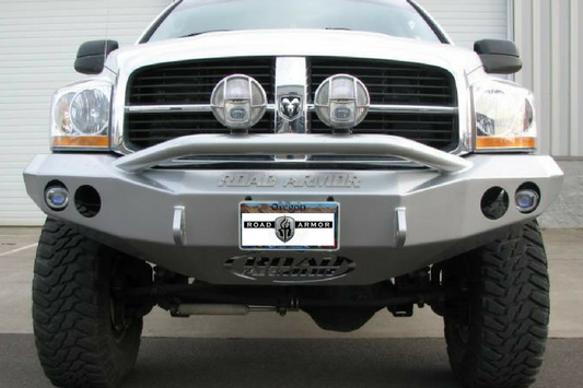 Road Armor Stealth 44064B-NW 2006-2009 Dodge Ram 2500/3500 Front Non-Winch Bumper Pre-Runner Style, Black Finish and Round Fog Light Hole