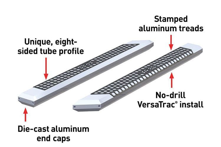 Aries 2055875 1999-2023 Ford F250/F350/F450 Super Duty AdvantEDGE 5 1/2" X 75" Chrome Aluminum Side Bar Running Boards
