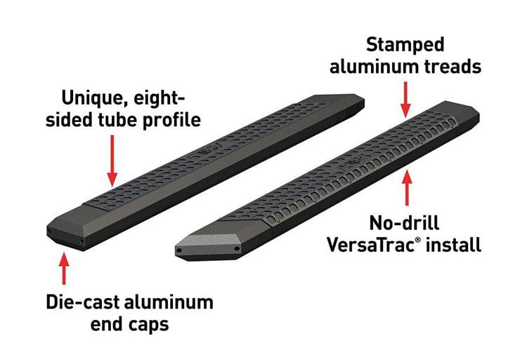 Aries 2055975 1999-2023 Ford F250/F350/F450 Super Duty AdvantEDGE 5 1/2" X 75" Black Aluminum Side Bar Running Boards