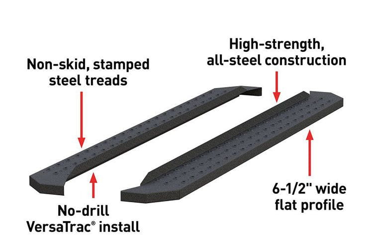 Aries C2885 2017-2022 Ford F250/F350/F450 Super Duty RidgeStep 6 1/2" X 85" Black Steel Running Boards