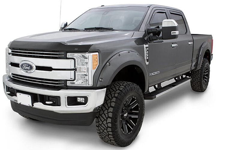 Bushwacker 20942-32 Ford F250/F350/F450 Super Duty 2017-2022 Pocket Style Color Agate Black Met Smooth Finish 4PC Fender Flares