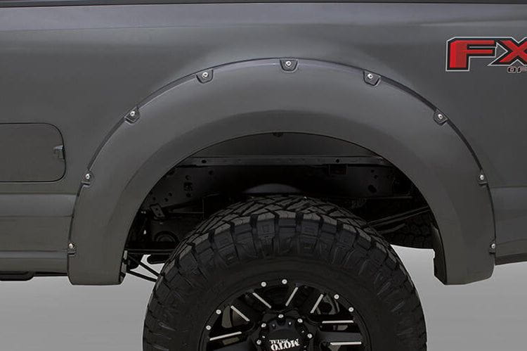 Bushwacker 20942-32 Ford F250/F350/F450 Super Duty 2017-2022 Pocket Style Color Agate Black Met Smooth Finish 4PC Fender Flares