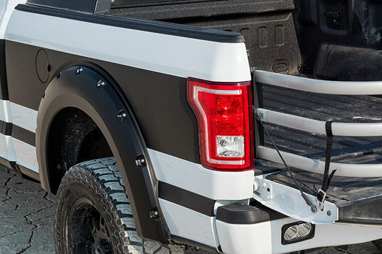 Bushwacker 20942-32 Ford F250/F350/F450 Super Duty 2017-2022 Pocket Style Color Agate Black Met Smooth Finish 4PC Fender Flares