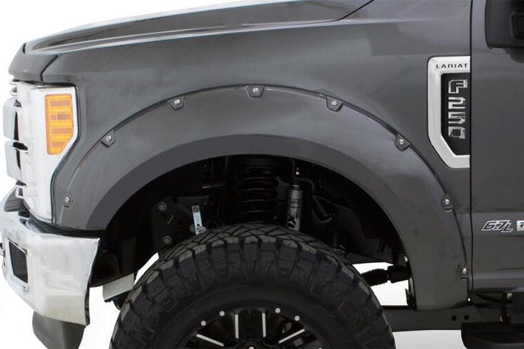 Bushwacker 20942-82 Ford F250/F350/F450 Super Duty 2017-2022 Pocket Style Color Shadow Black Smooth Finish 4PC Fender Flares