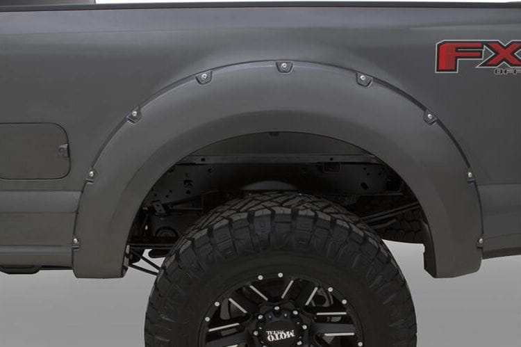 Bushwacker 20942-82 Ford F250/F350/F450 Super Duty 2017-2022 Pocket Style Color Shadow Black Smooth Finish 4PC Fender Flares