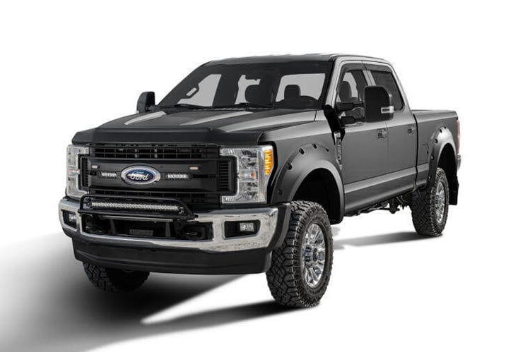 Bushwacker 20942-82 Ford F250/F350/F450 Super Duty 2017-2022 Pocket Style Color Shadow Black Smooth Finish 4PC Fender Flares