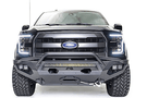Fab Fours FF15-D3272-1 Aero front bumper with pre-runner guard installed on 2015-2017 Ford F-150, rugged off-road steel bumper with aggressive design and added grille protection