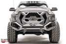 Fab Fours GR2900-1 Grumper Front Bumper for 2010–2018 Dodge Ram 2500/3500, featuring aggressive design, winch-ready capability, and integrated sensor holes for rugged off-road performance.