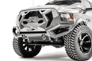 Fab Fours GR2900-1 Grumper Front Bumper for 2016–2018 Dodge Ram 2500/3500, featuring aggressive design, winch-ready capability, and integrated sensor holes for rugged off-road performance.