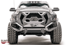 Fab Fours GR2900-1 Grumper Front Bumper for 2016–2018 Dodge Ram 2500/3500, featuring aggressive design, winch-ready capability, and integrated sensor holes for rugged off-road performance.