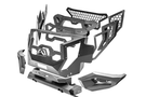 Fab Fours GR2900-1 Grumper Front Bumper for 2016–2018 Dodge Ram 2500/3500, featuring aggressive design, winch-ready capability, and integrated sensor holes for rugged off-road performance.