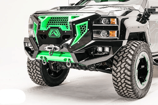 Fab Fours GR3000-1 Grumper Front Bumper for 2015–2019 Chevy Silverado 2500/3500 HD – heavy-duty steel, winch ready, aggressive off-road design with integrated sensor compatibility