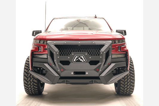 Fab Fours GR4000-1 Grumper Front Bumper for 2019-2022 Chevy Silverado 1500 – Winch Ready with Integrated Sensor Holes, Aggressive Off-Road Design.