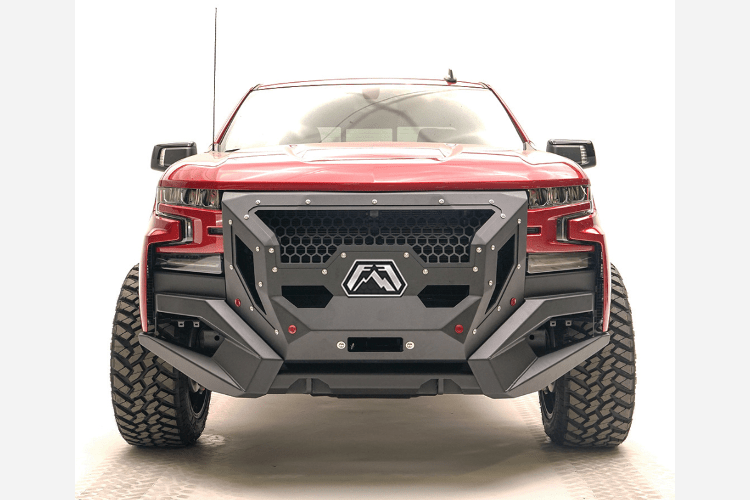 Fab Fours GR4000-1 Grumper Front Bumper for 2019-2022 Chevy Silverado 1500 – Winch Ready with Integrated Sensor Holes, Aggressive Off-Road Design.