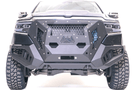 Fab Fours GR4200-1 Grumper front bumper on 2019–2024 Dodge Ram 1500, aggressive full-width design with integrated grille and off-road protection