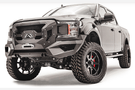 Fab Fours GR4500-1 Grumper front bumper for 2018–2020 Ford F-150, winch ready with aggressive grille and bumper combo design for enhanced off-road protection.